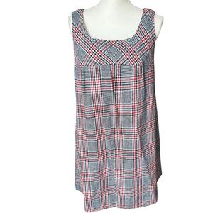 Vtg Plaid Sleeveless Women's A-line dress - Red and Black - women medium preppy
